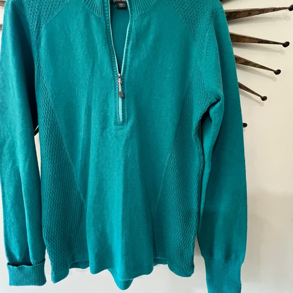 Eddie Bauer Sweater Womens Large  Athletic Sport Teal Half-Zip
